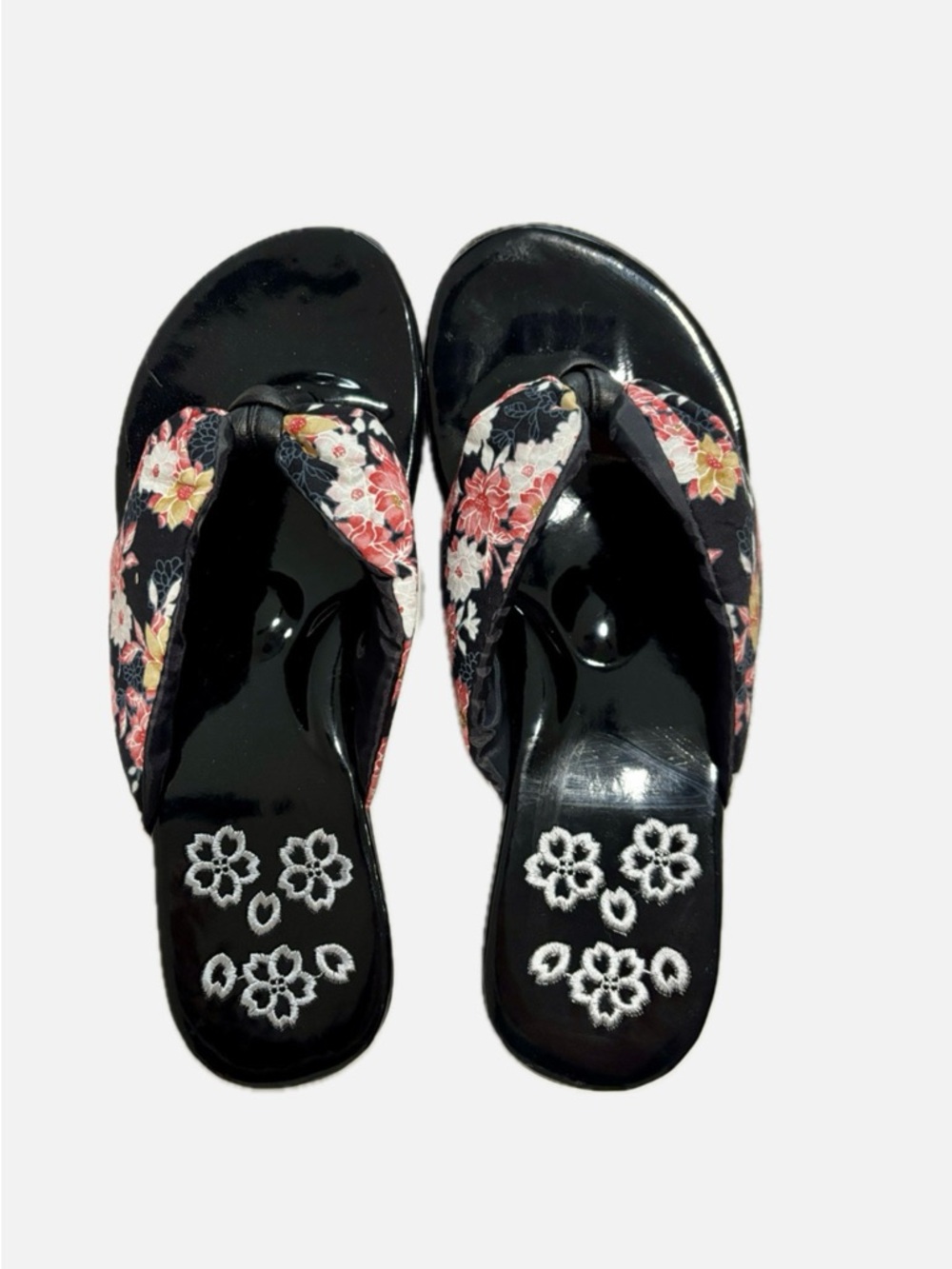 Japanese Floral Platform Sandals | US 7.5